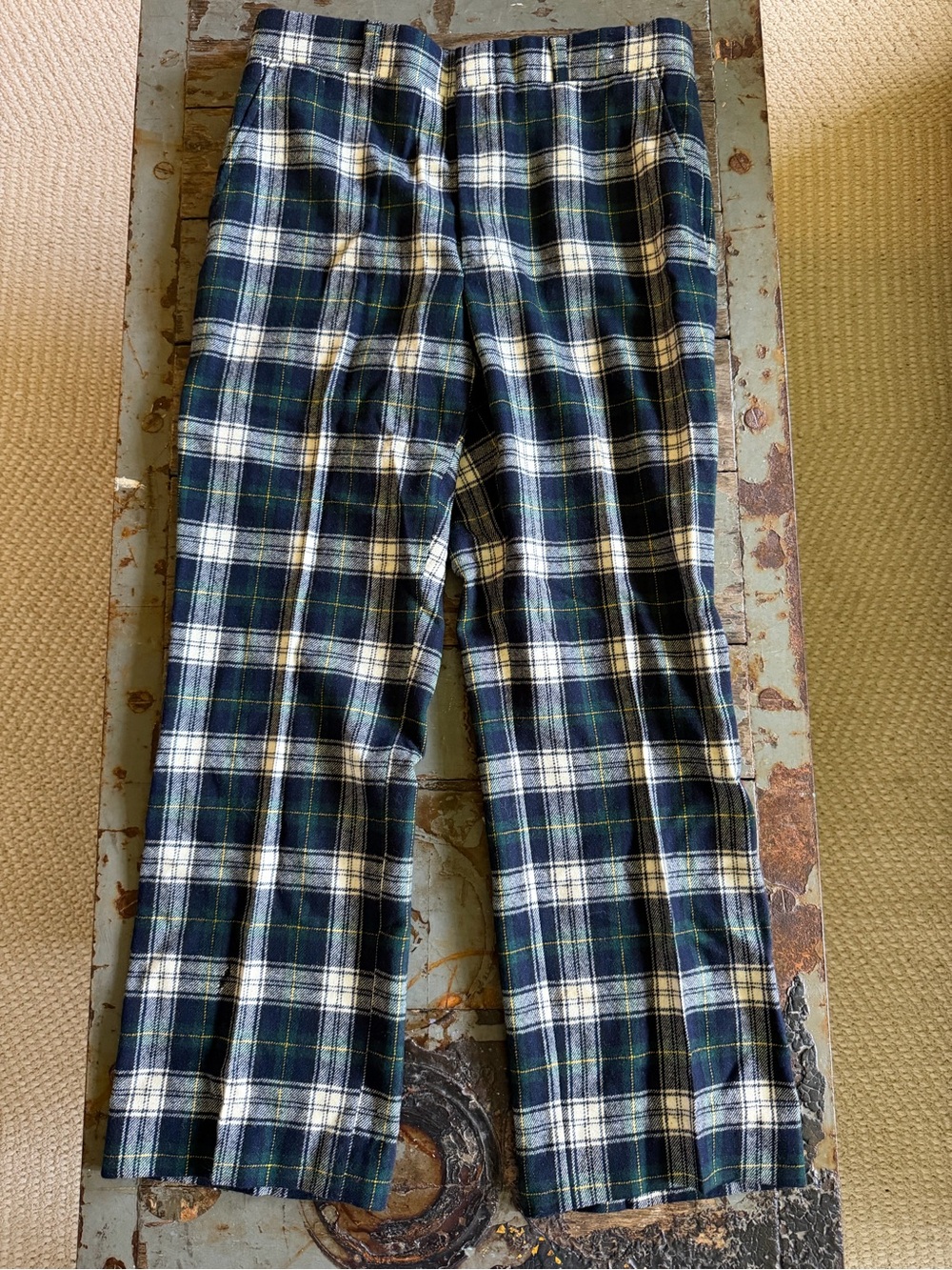 Pendleton Men's Plaid Trousers - Navy, Green, & White w/ Pockets